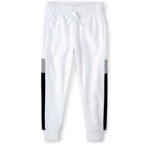THE CHILDREN’S PLACE BOYS WHITE COLORBLOCK FLEECE JOGGERS NWT SZ 16/XL